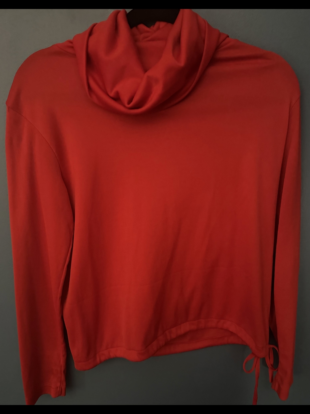 Rare, 1960's, Vintage Women's Red Cowl Neck Long Sleeve Pullover with Side Tie